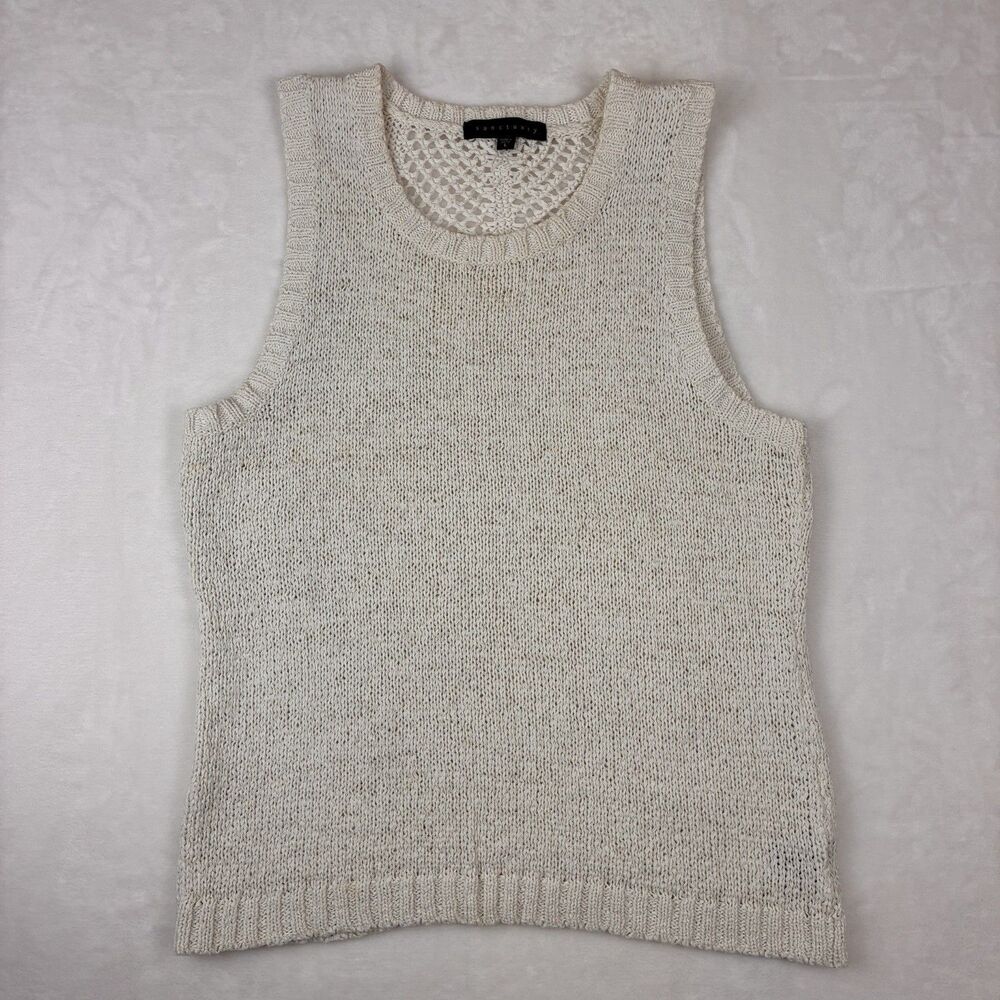 Sanctuary Open Weave Tank Top Women’s Large Cream Ivory Sweater Vest Crochet